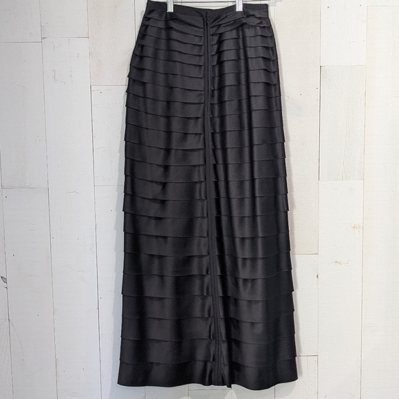 JS Collections Black Satin Folded Pleat Maxi Skirt - Picture 7 of 16